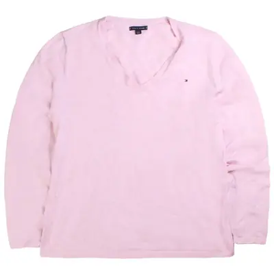 Tommy Hilfiger V Neck Lightweight Jumper / Sweater Large Pink