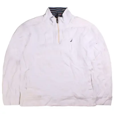 Nautica Pullover Long Sleeve Quarter Zip Jumper / Sweater XLarge White