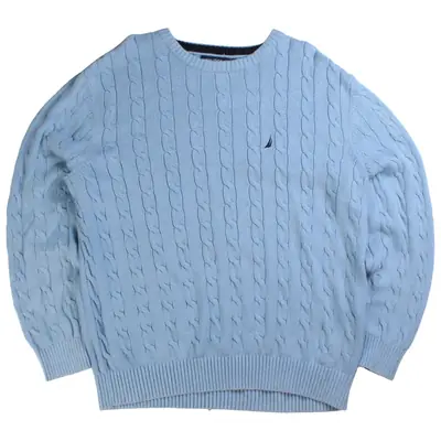 Nautica Knitted Cable Knit Jumper / Sweater XXLarge (2XL) Blue