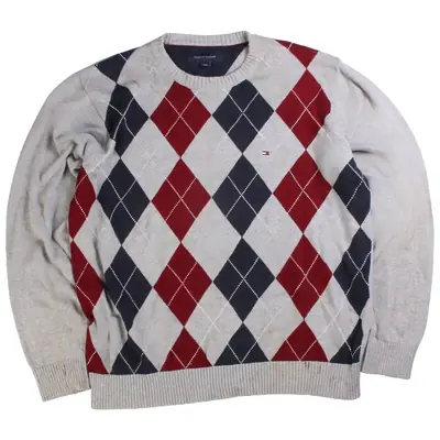 Tommy Hilfiger Prep Y2K Style Knitted Crewneck Jumper / Sweater Large 