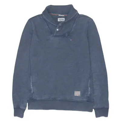 Vintage Tommy Hilfiger 90's Blue Funnel Neck Jumper Sweater Medium