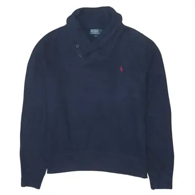 Polo Ralph Lauren 90's 1/4 Button Funnel Neck Jumper / Sweater Medium 