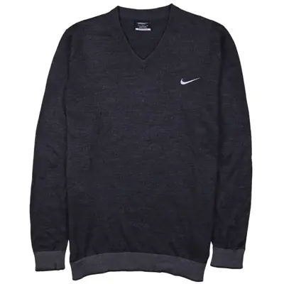 Nike 90's Swoosh V Neck Jumper / Sweater Large Black