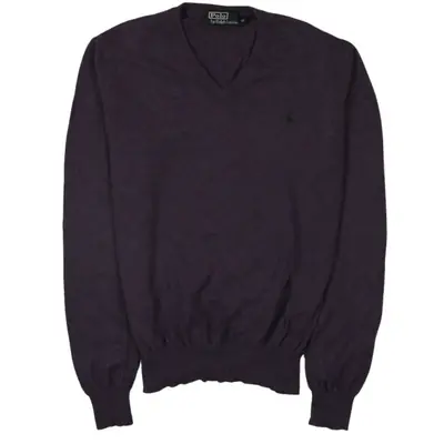 Polo Ralph Lauren 90's V Neck Jumper / Sweater Medium Purple