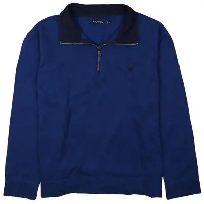Nautica 90's Sportswear Quater Zip Jumper / Sweater XLarge Blue