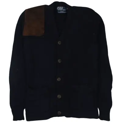 Ralph Lauren polo 90's Knitted Button Up Cardigan Small Navy Blue