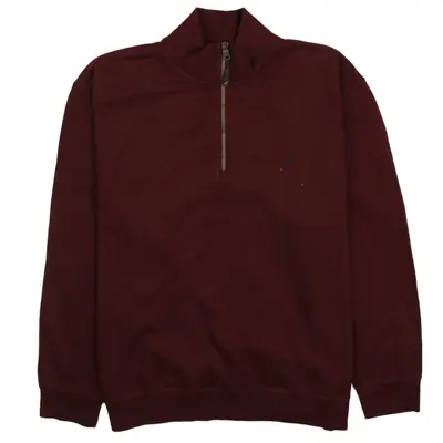Nautica 90's Quater Zip Jumper / Sweater XXXLarge (3XL) Burgundy Red