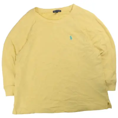 Ralph Lauren Yellow Knitted Crewneck Jumper Sweater for Women Large Vi