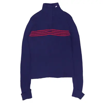 Ralph Lauren 90's Quarter Zip Knitted Jumper XLarge Blue