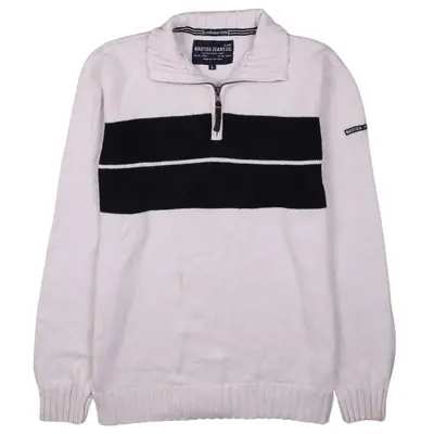 Nautica 90's Quater Zip Jumper / Sweater Large White