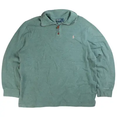 Polo Ralph Lauren Quarter Zip Jumper / Sweater XLarge Turquoise Blue G