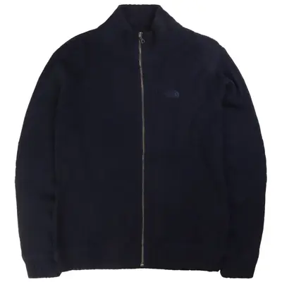 The North Face Knitted Full Zip Up Jumper / Sweater Large Navy Blue