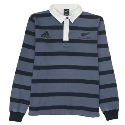 Vintage Adidas 90's All Blacks Long Sleeve Polo Shirt Men's Large Grey