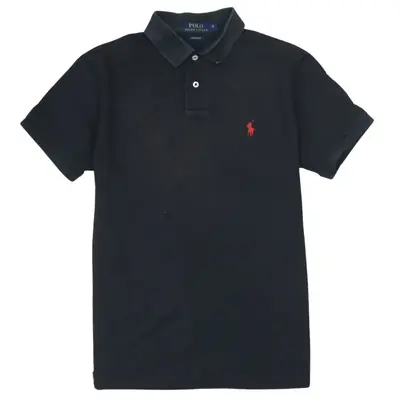 Vintage 90's Polo Ralph Lauren Black Short Sleeve Polo Shirt Medium