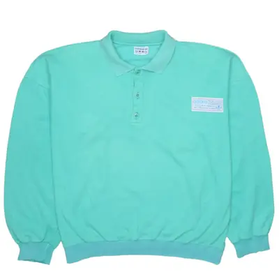 Adidas 90's Vintage Long Sleeve Green Polo Shirt XLarge