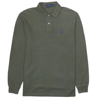 Vintage Polo Ralph Lauren 90's Men's Long Sleeve Green Polo Shirt - Me