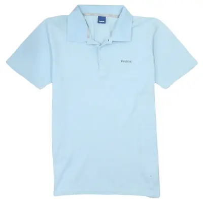 Vintage Reebok 90's Blue Polo Shirt Short Sleeves Medium