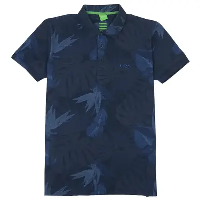Vintage HUGO BOSS 90's Navy Blue Polo Shirt, Medium, Short Sleeve, Cla