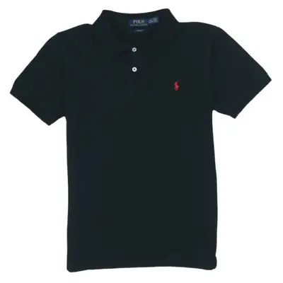 Polo Ralph Lauren Black Polo Shirt Women's Large Red Embroidered Pony 