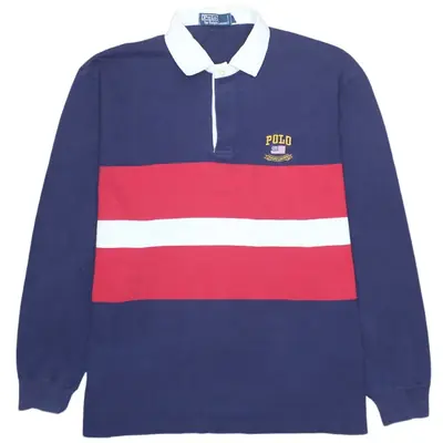 Vintage Polo Ralph Lauren 90's Navy Blue Long Sleeve Polo Shirt Large