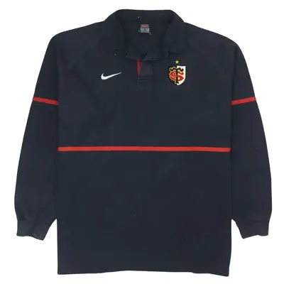 Vintage Nike 90's Black Swoosh Polo Shirt XLarge Cotton