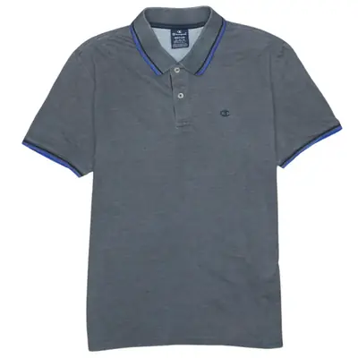 Champion 90's Vintage Grey Polo Shirt - Men's Medium