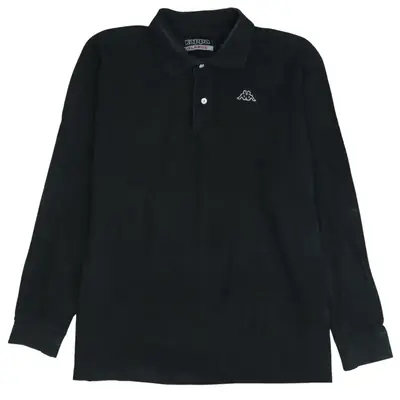 Vintage Kappa 90's Black Long Sleeve Polo Shirt XL