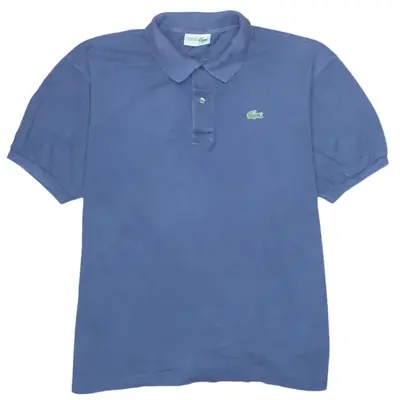 Vintage Lacoste 90's XXL Blue Cotton Polo Shirt Short Sleeve Button