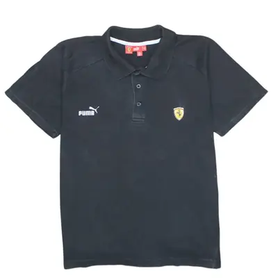Puma 90s Vintage Ferrari Polo Shirt Men's Large Black Short Sleeve