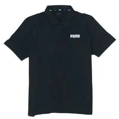 Puma Black Polo Shirt Women's Large Printed Chest Logo Short Sleeve Ca