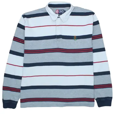 Vintage Chaps Ralph Lauren 90s Long Sleeve Polo Shirt Large Grey