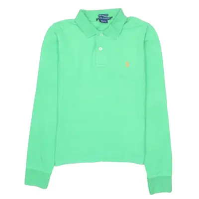 Polo Ralph Lauren 90s Vintage Green Long Sleeve Polo Shirt Medium