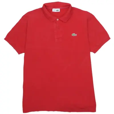 Vintage Lacoste 90's Red Polo Shirt Large - Short Sleeves Quarter Butt