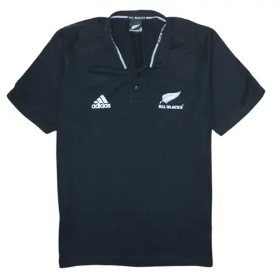 Adidas Men's Medium 90's Black Vintage Polo Shirt with Short Sleeves