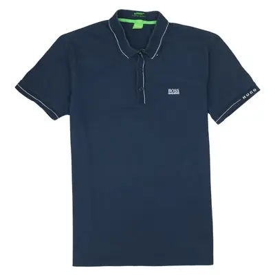 HUGO BOSS Vintage 90's Navy Blue Polo Shirt XLarge Short Sleeve Quarte