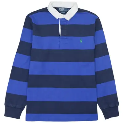 Vintage Polo Ralph Lauren 90's Navy Blue Long Sleeve Polo Shirt - Medi