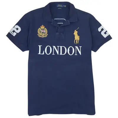 Vintage 90's Polo Ralph Lauren XLarge Navy Blue Polo Shirt - Short Sle