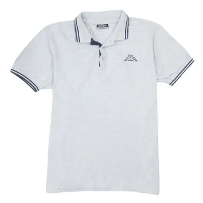 Vintage Kappa 90's Men's Polo Shirt Large Grey Quarter Button