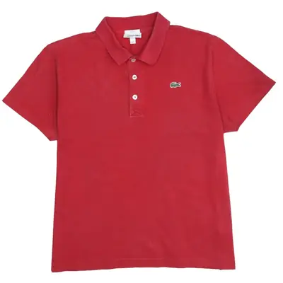 Vintage Lacoste 90's Red XLarge Polo Shirt - Quarter Button Short Slee