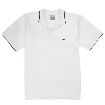 Vintage Nike 90's Swoosh White Polo Shirt Large Men's Short Sleeves