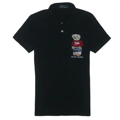Polo Ralph Lauren Black Polo Shirt Women’s Medium Embroidered Polo Bea