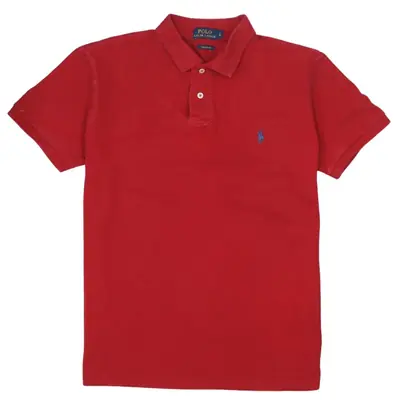 Polo Ralph Lauren 90's Vintage Red Cotton Women's Polo Shirt Large