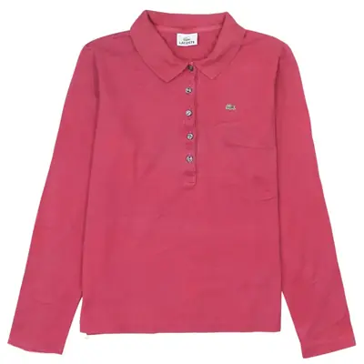 Vintage Lacoste 90's Red Long Sleeve Half Button Polo Shirt Medium