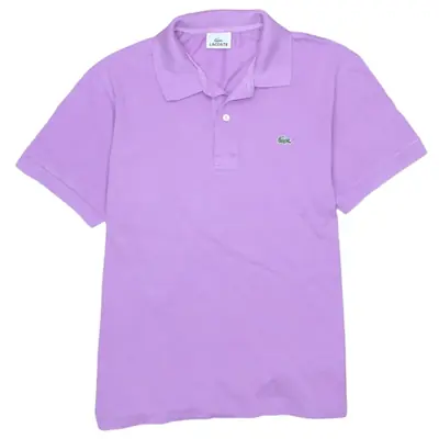 Vintage Lacoste 90's Purple Polo Shirt Medium with Quarter Button