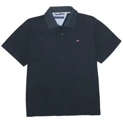 Tommy Hilfiger 90's Black Polo Shirt XLarge, Vintage Men's Short Sleev