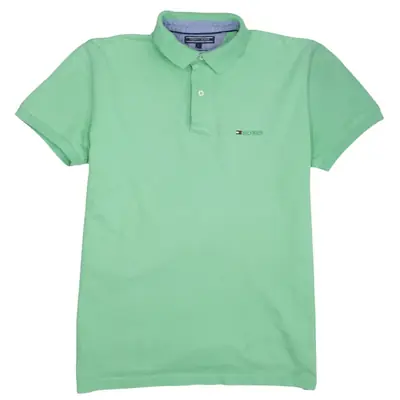 Tommy Hilfiger 90's Vintage Green Polo Shirt Large Men's Short Sleeve