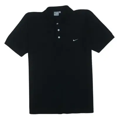 Nike Black Polo Shirt Men's Medium Embroidered Swoosh Short Sleeve Cas