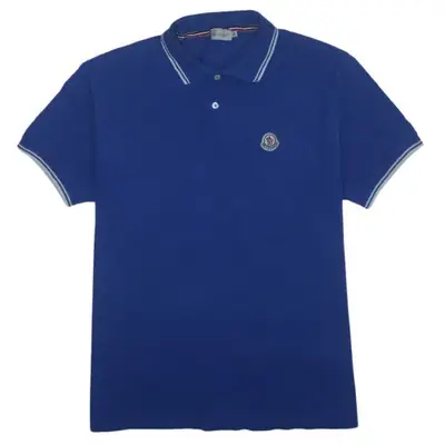 Moncler Royal Blue Polo Shirt Women’s XLarge Embroidered Chest Logo Ti