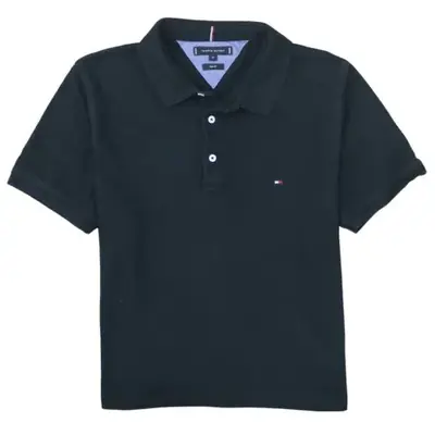 Tommy Hilfiger Black Polo Shirt Women’s XLarge Embroidered Flag Logo S
