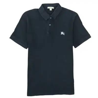Burberry Black Polo Shirt Men's Small Embroidered Equestrian Knight Lo